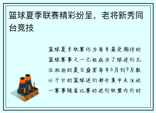 篮球夏季联赛精彩纷呈，老将新秀同台竞技